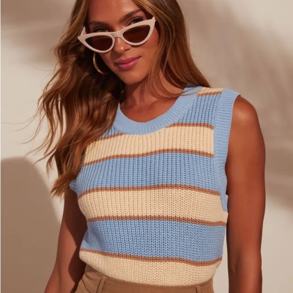Striped Sleeveless Knit Top